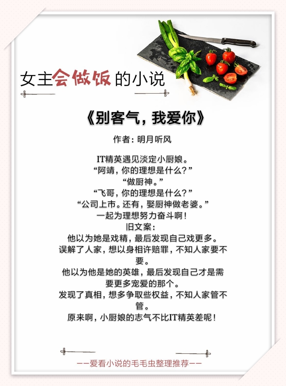 有没有女主擅长做饭的小说,5本女主小说