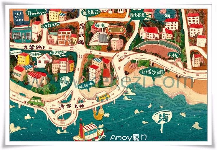 在画画中的真实感悟,厦门手绘地图简笔画