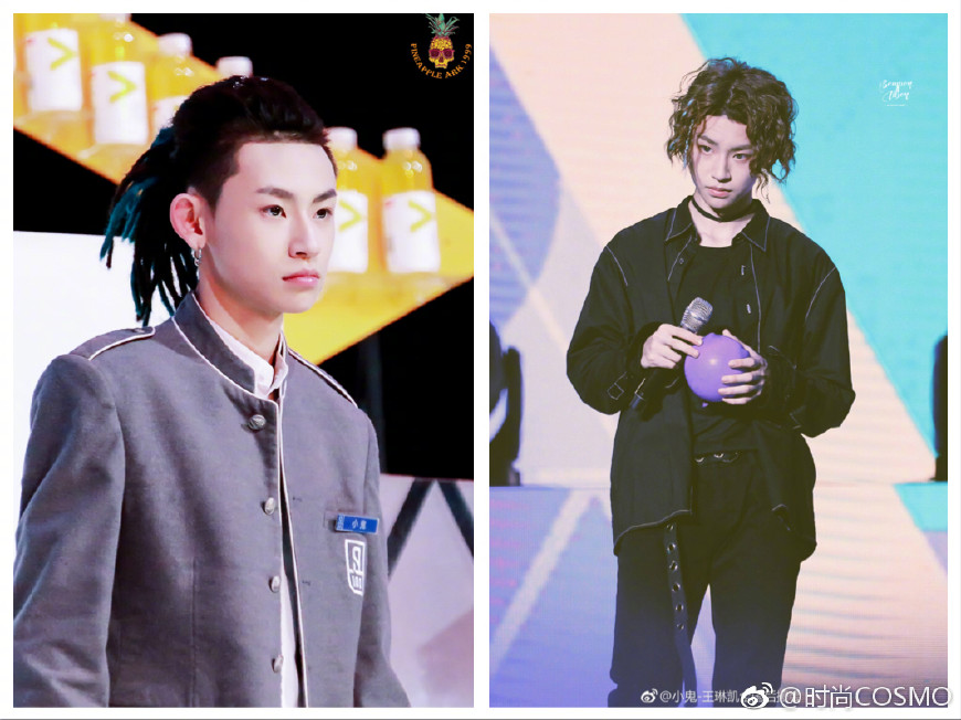 范丞丞绿头和黄明昊紫发造型,秦霄贤范丞丞gq盛典造型