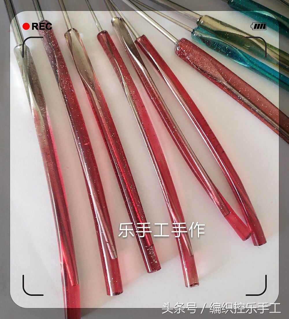 钩针滴胶手柄制作,手工diy粘钩