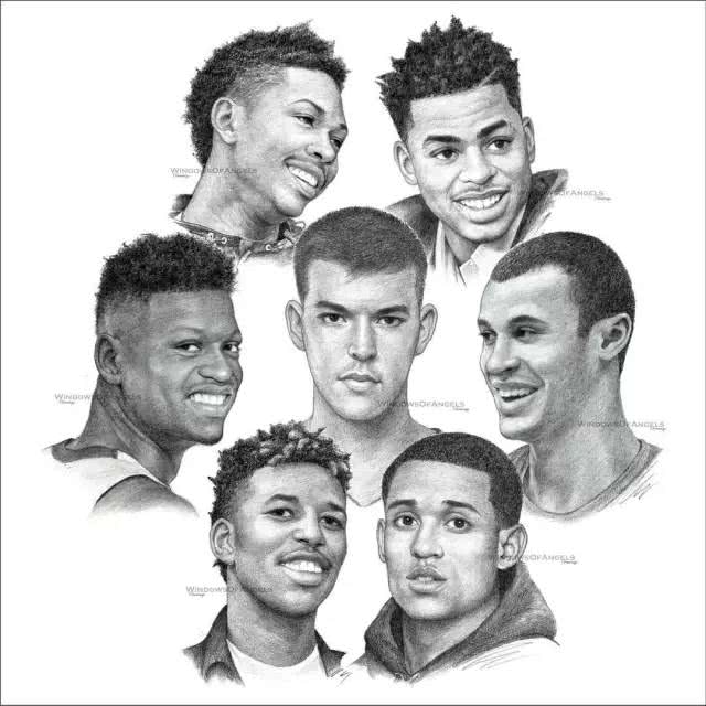 素描画nba球员,nba湖人手绘素描