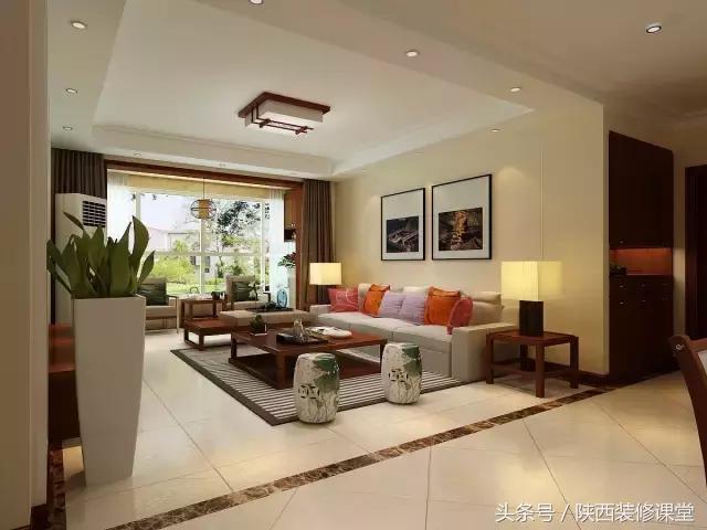 中式无主灯客厅吊顶效果图,80平客厅法式吊顶