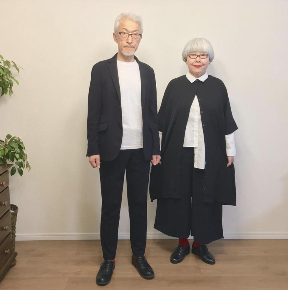 日本网红夫妇穿搭七十岁,日本bonpon夫妇穿搭