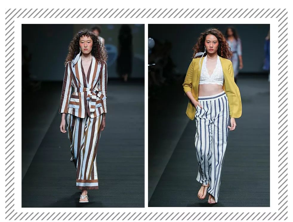 条纹简单大方,斜条纹加竖条纹