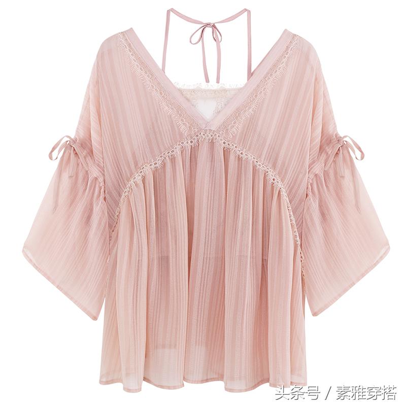 高级感小众上衣雪纺超仙,雪纺上衣女喇叭袖超仙款