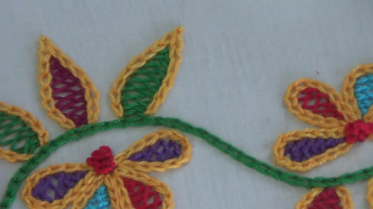 绣毛线小花朵针法简单教程,简单毛线刺绣入门针法