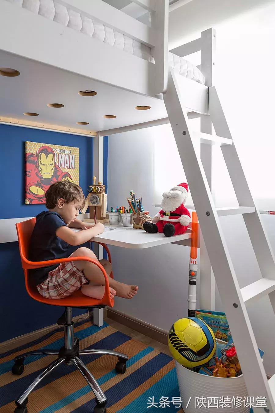 儿童房上床下桌一体效果图,30平小户型上床下桌