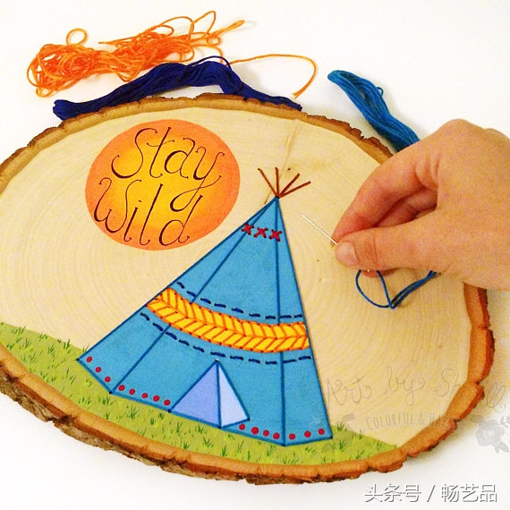 木片绣花教程视频,手工乱针绣画