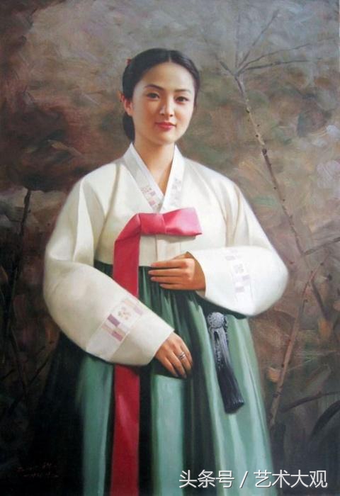 朝鲜风格人物村庄的油画,朝鲜张元吉写实油画人物作品欣赏