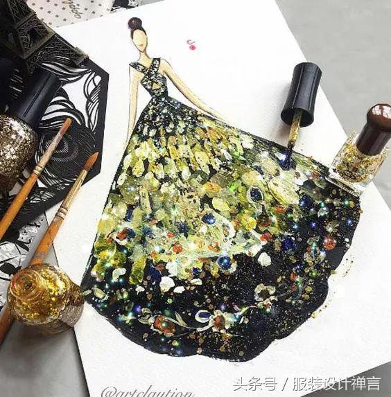 时装手绘|用指甲油画出高定时装的新加坡女插画师ChanClayrene