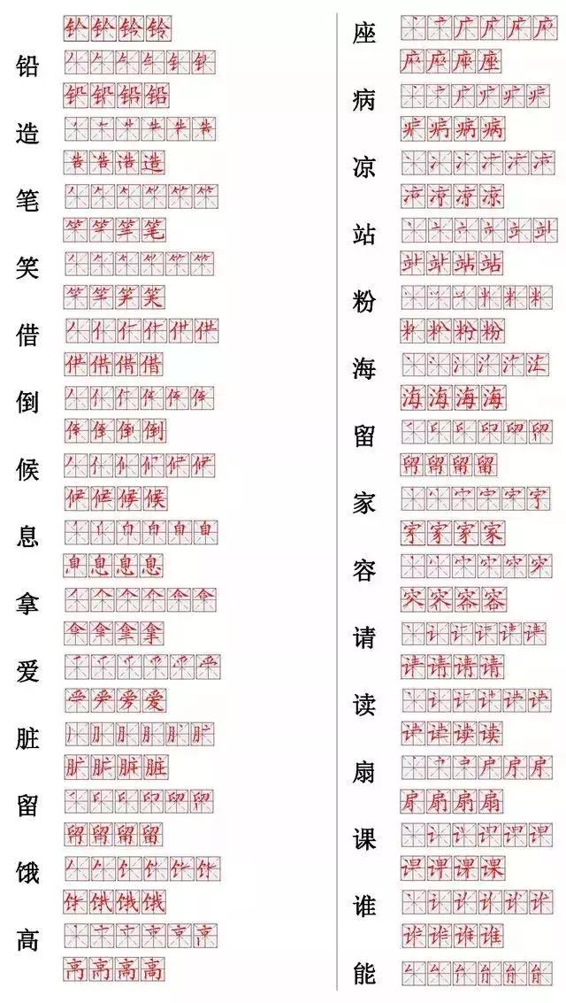 小学1-6年级笔画笔顺练习,560个常用字笔顺大全