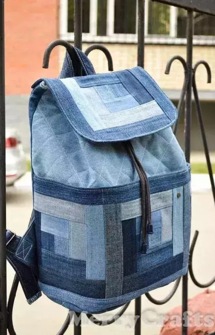 牛仔裤变废为宝手工制作,旧牛仔裤diy改造手工制作时尚背包