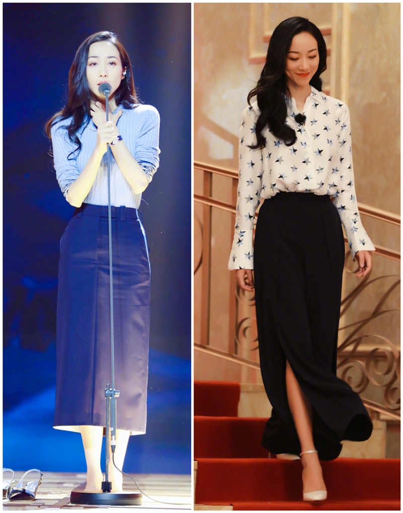 韩雪蓝色镂空连衣裙,韩雪同款条纹裙