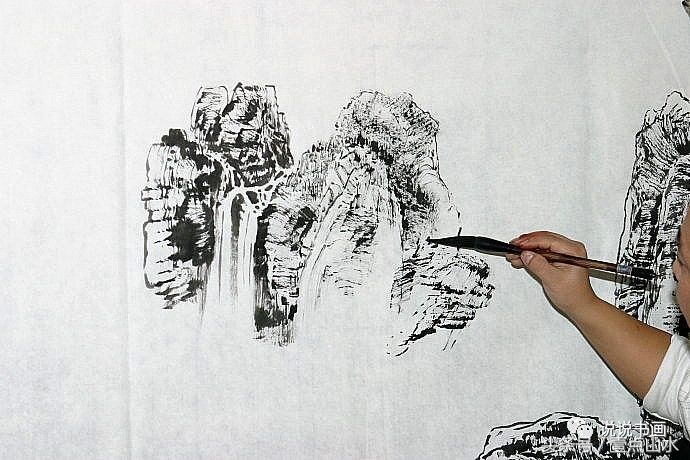 一整幅山水画画法教学a4纸,泼墨山水画技法竖幅