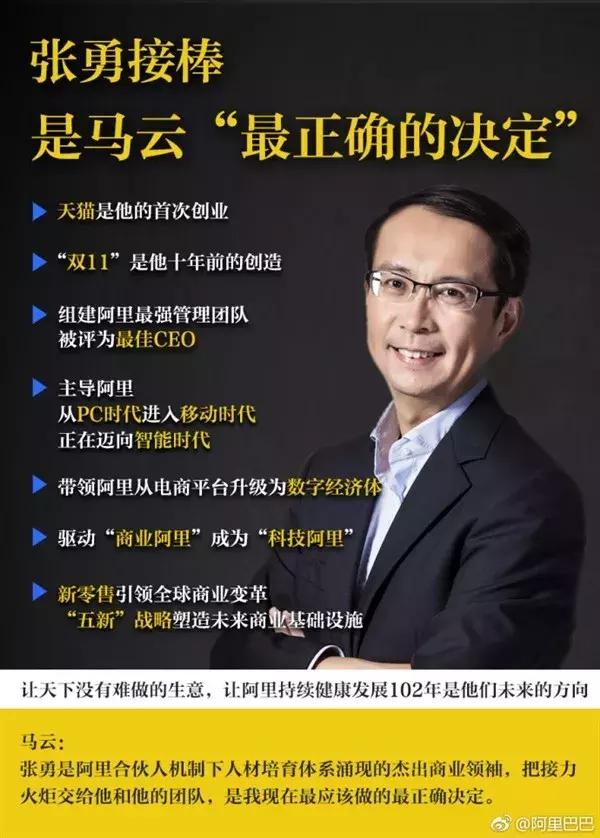 张勇接替马云,马云为何让位张勇