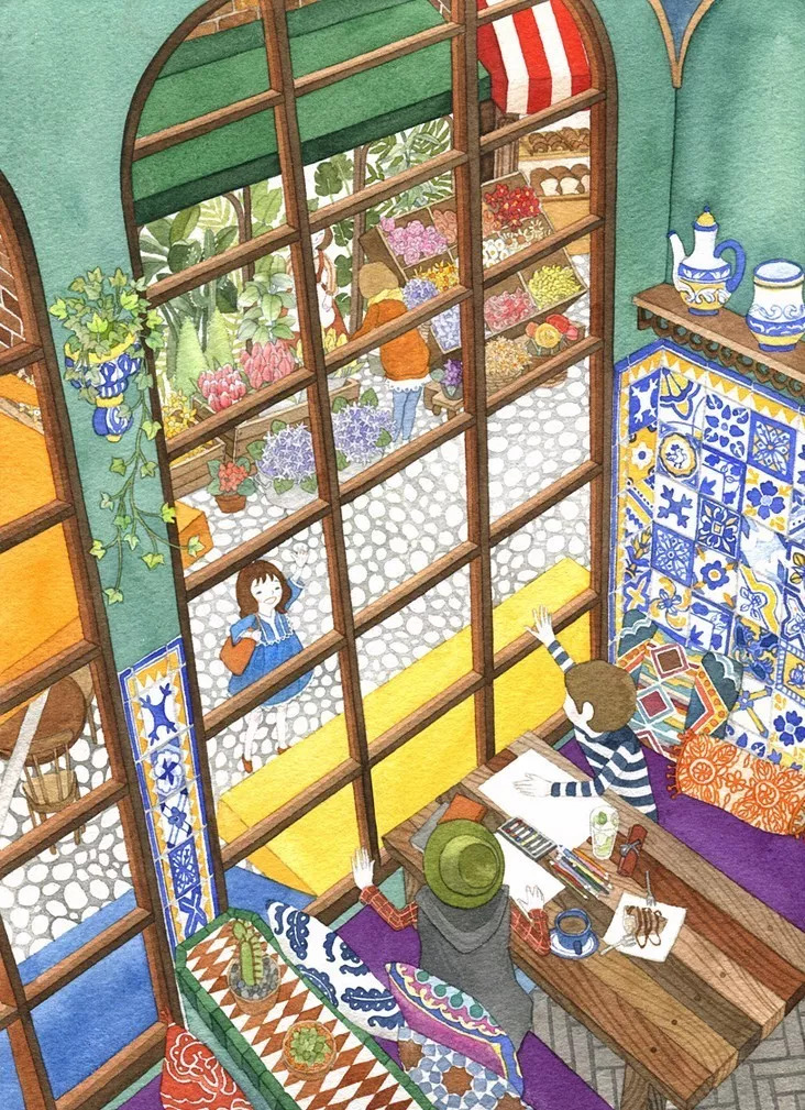 手绘妈妈和女儿的日常生活，温暖而感人