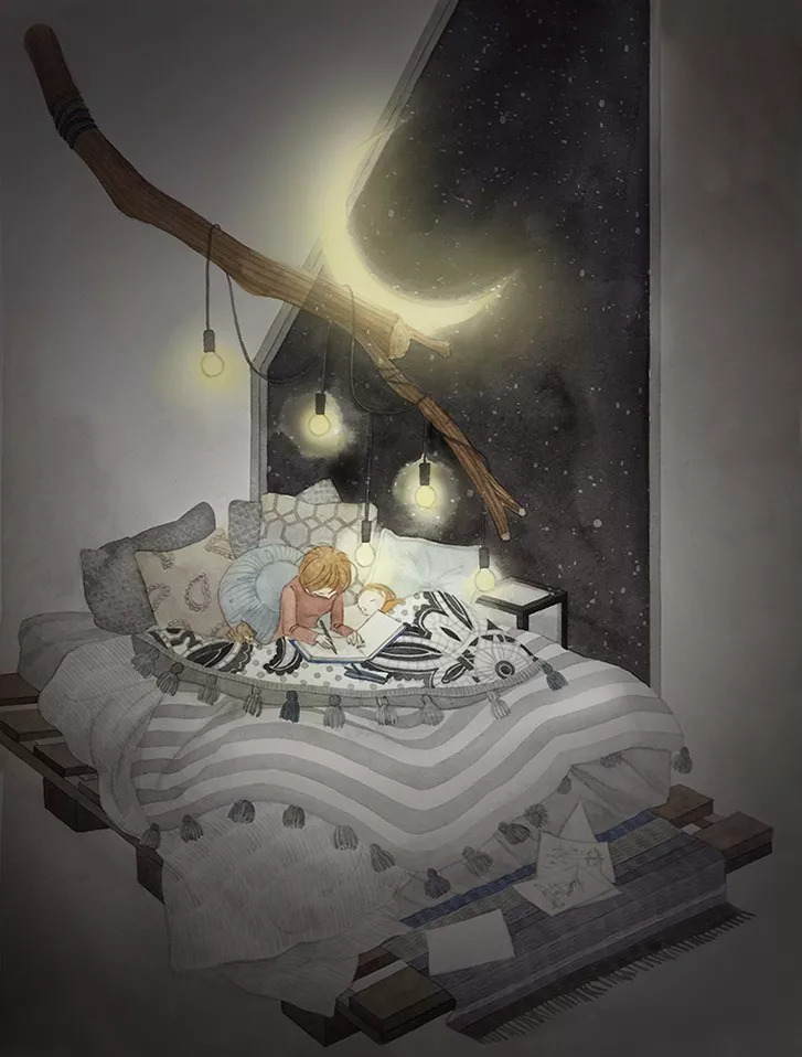 手绘妈妈和女儿的日常生活，温暖而感人