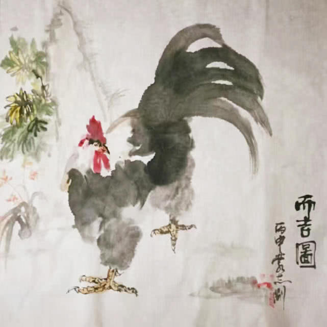 国画大公鸡怎么画分解视频,国画动物大公鸡怎么画