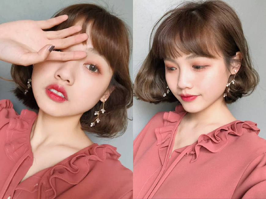 水波纹蛋卷烫图片中短发,2019女短发蛋卷烫发型