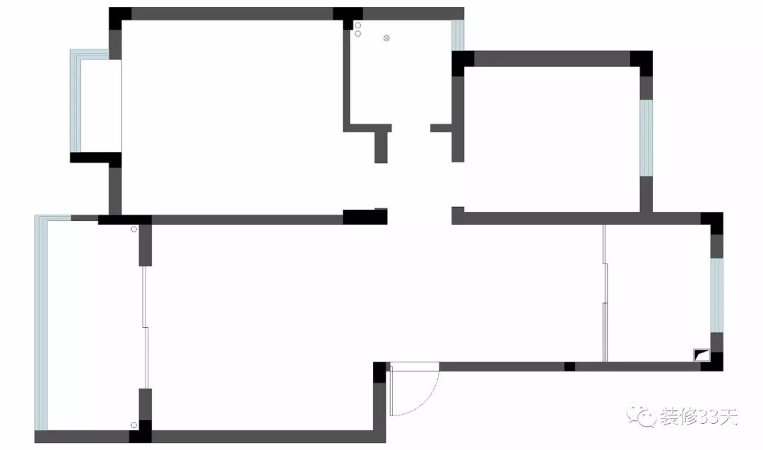 小三房客厅电视书柜一体,80平米两居客厅书房一体