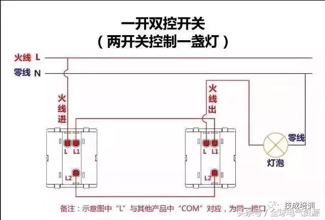 四个接线柱的单开双控开关接线图,四控开关如何接双控