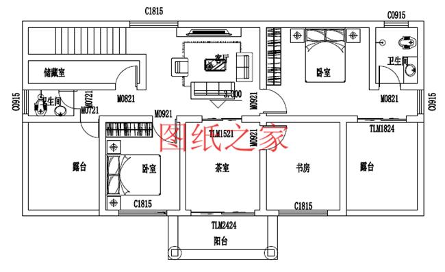 两开间二层中式别墅宅基地不规整,适合宅基地大的两层别墅