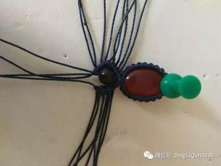 绳编宝石吊坠教程,石头吊坠穿珠子编绳教程