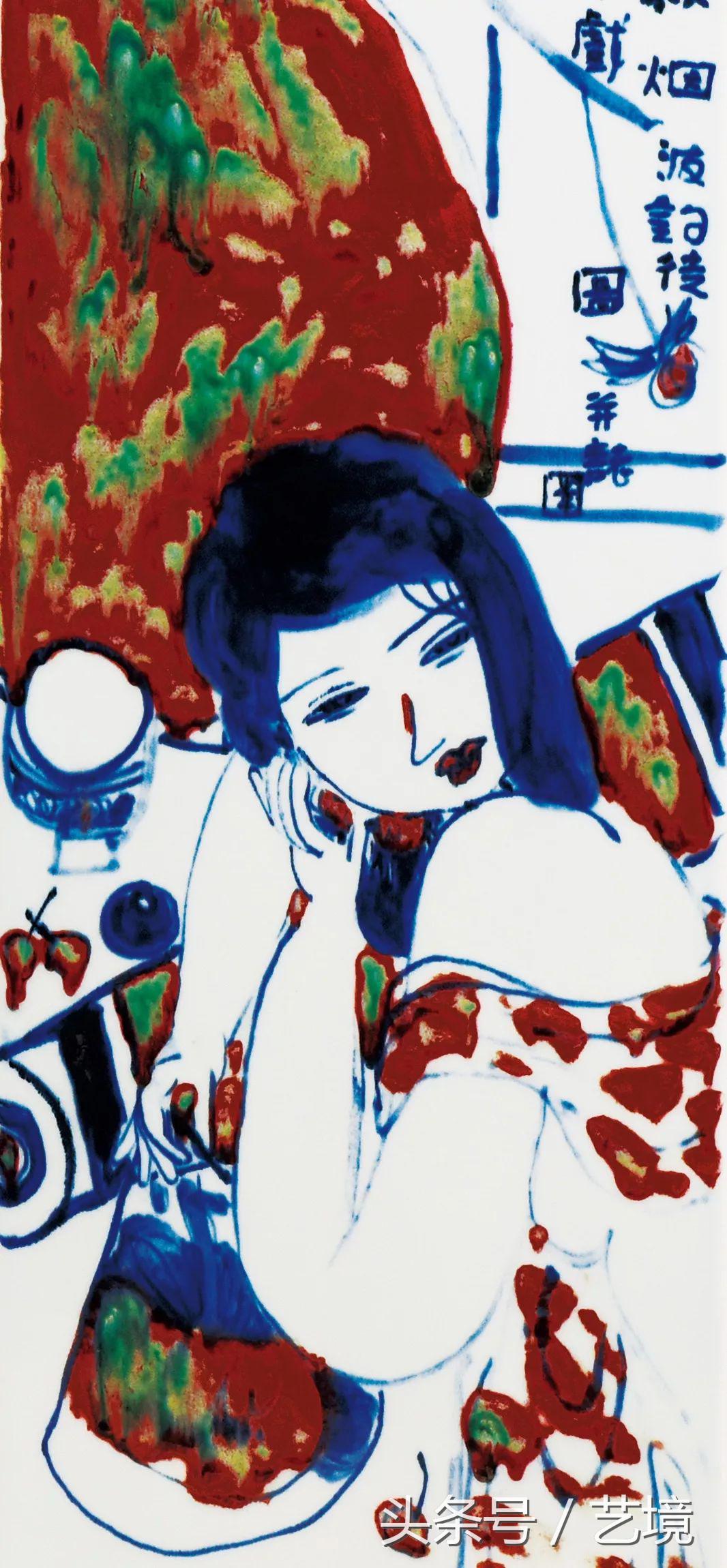 古涧一枝梅原文,梅兰竹菊手绘釉上彩瓷板画