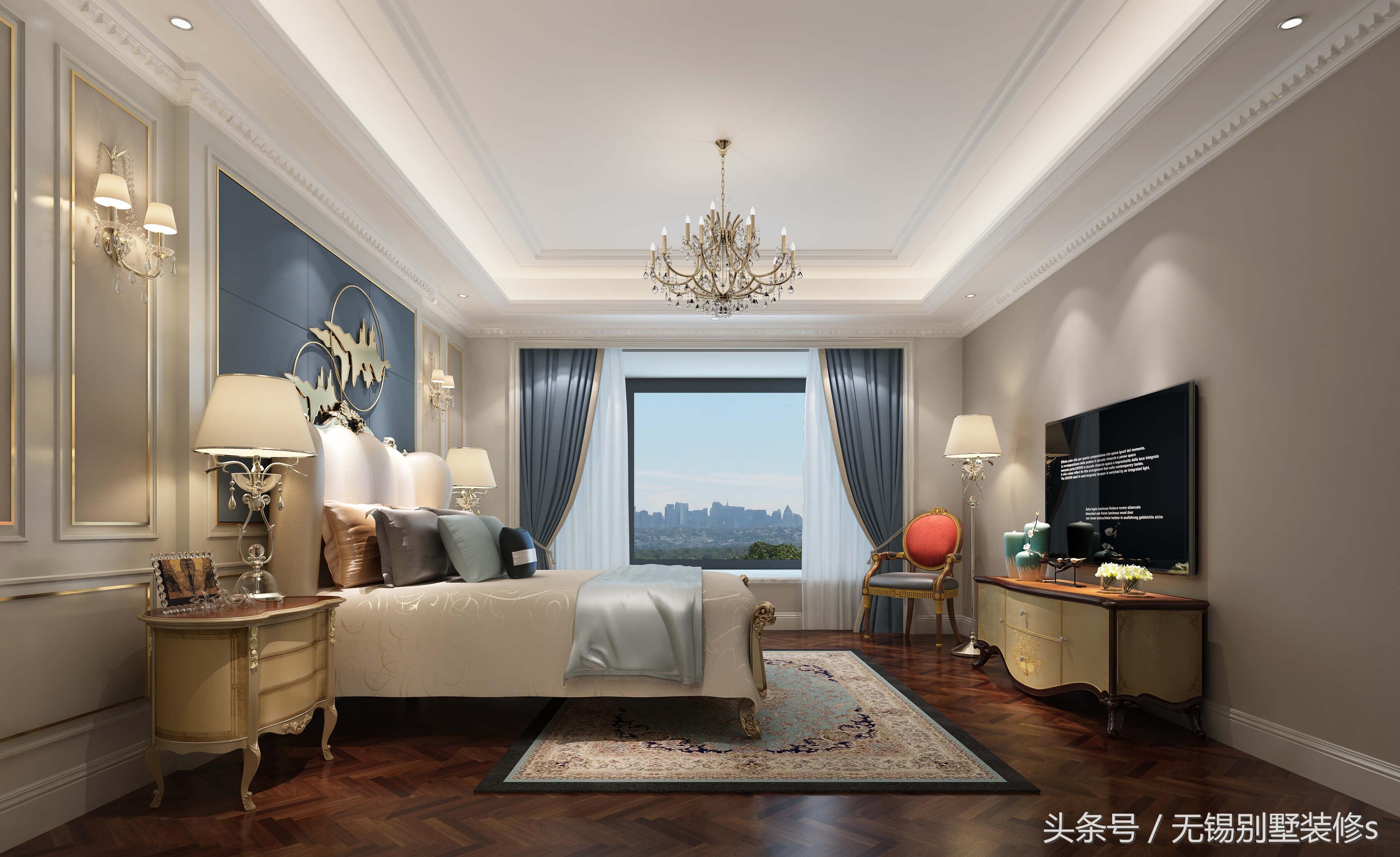 别墅法式轻奢风格效果图,法式别墅装修设计案例