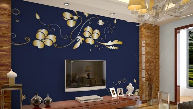 客厅壁纸装修效果图,咖色壁纸客厅装修图