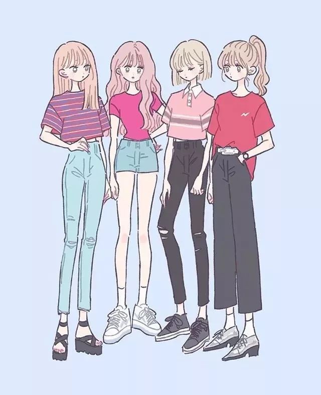 手绘漫画人物的衣服搭配,日系春季搭配手绘漫画