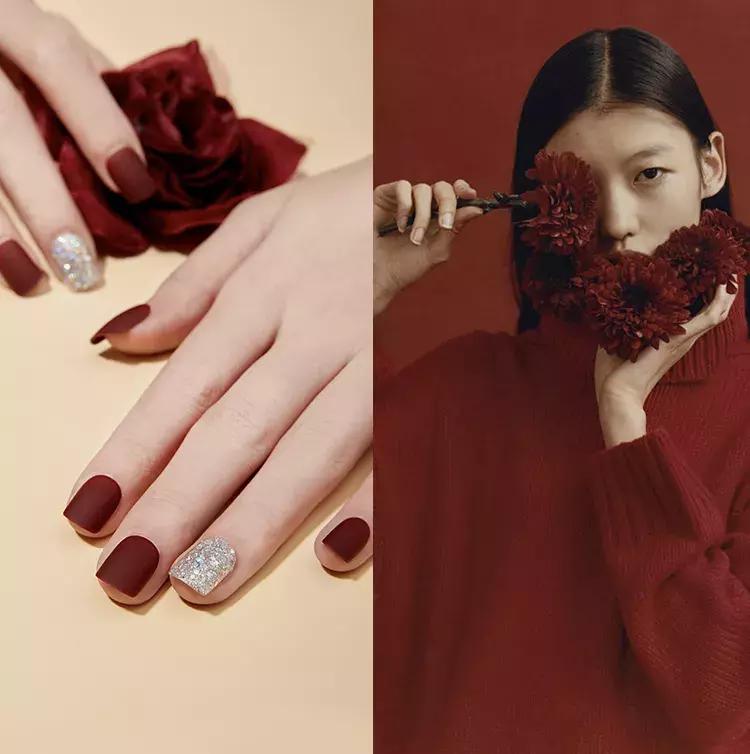 适合黄皮学生党做的新年美甲,粉色猪猪透色美甲