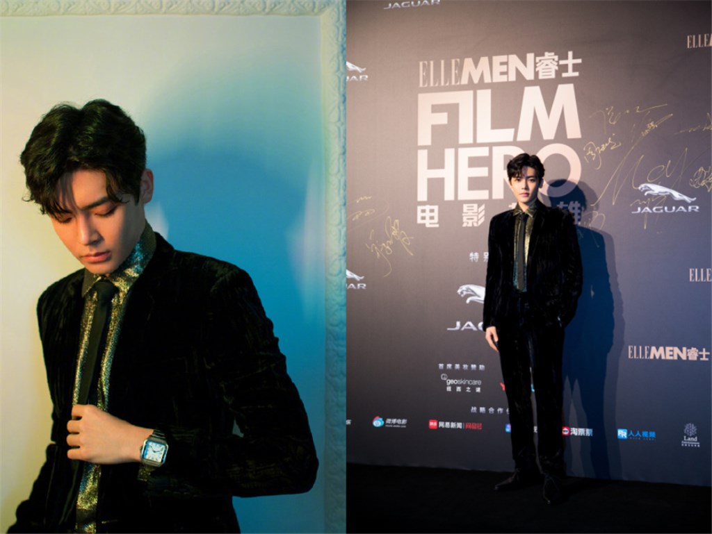 侯明昊时尚盛典视频,2020年侯明昊黑色西装蓝色衬衫