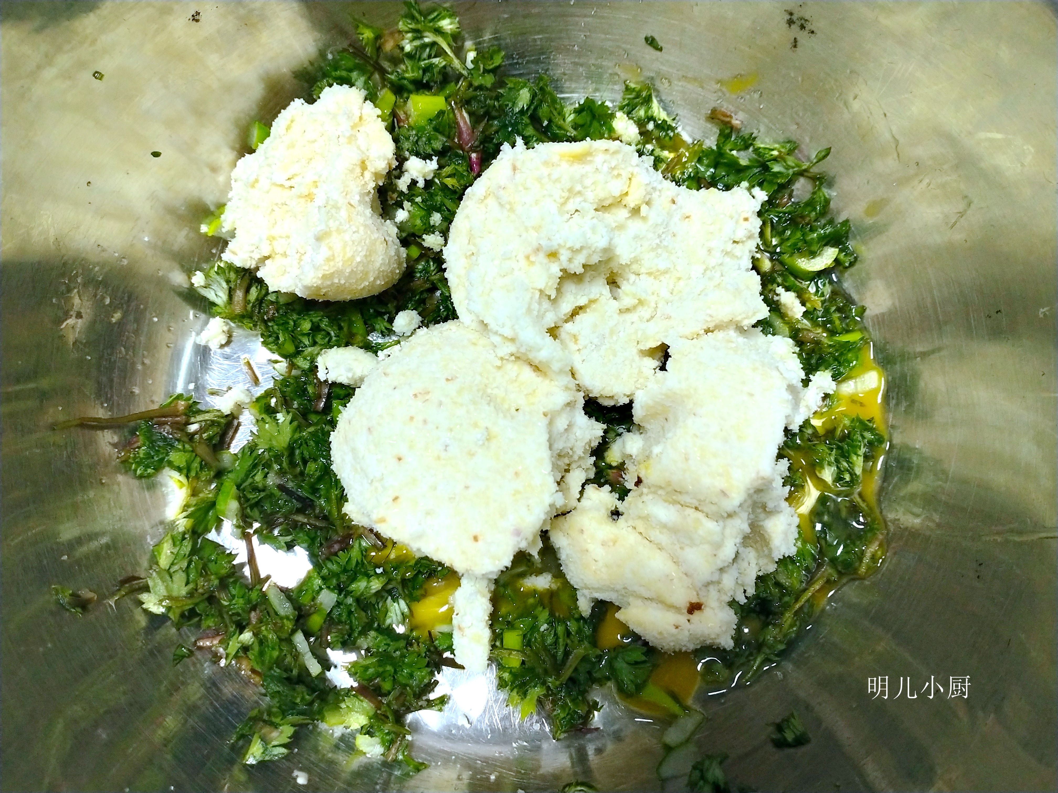 野菜豆渣发面窝窝头的家常做法,豆渣蒸野菜