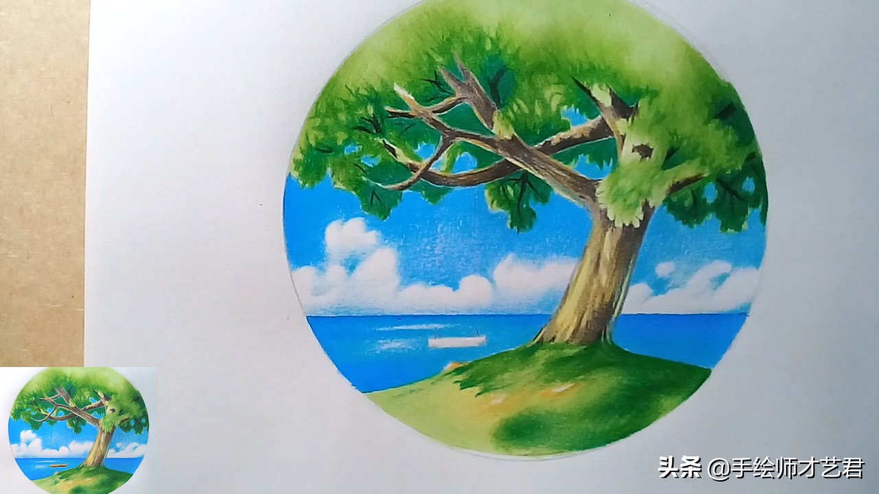 彩铅怎么画风景画简单又好看,山水风景画彩铅绘画简单步骤教程