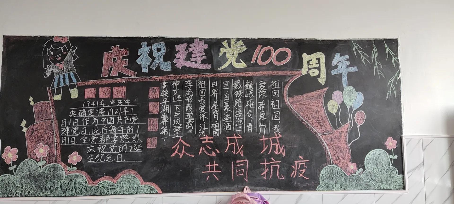 童心向党礼赞百年小学生作品,小学童心向党百年礼赞宣传墙