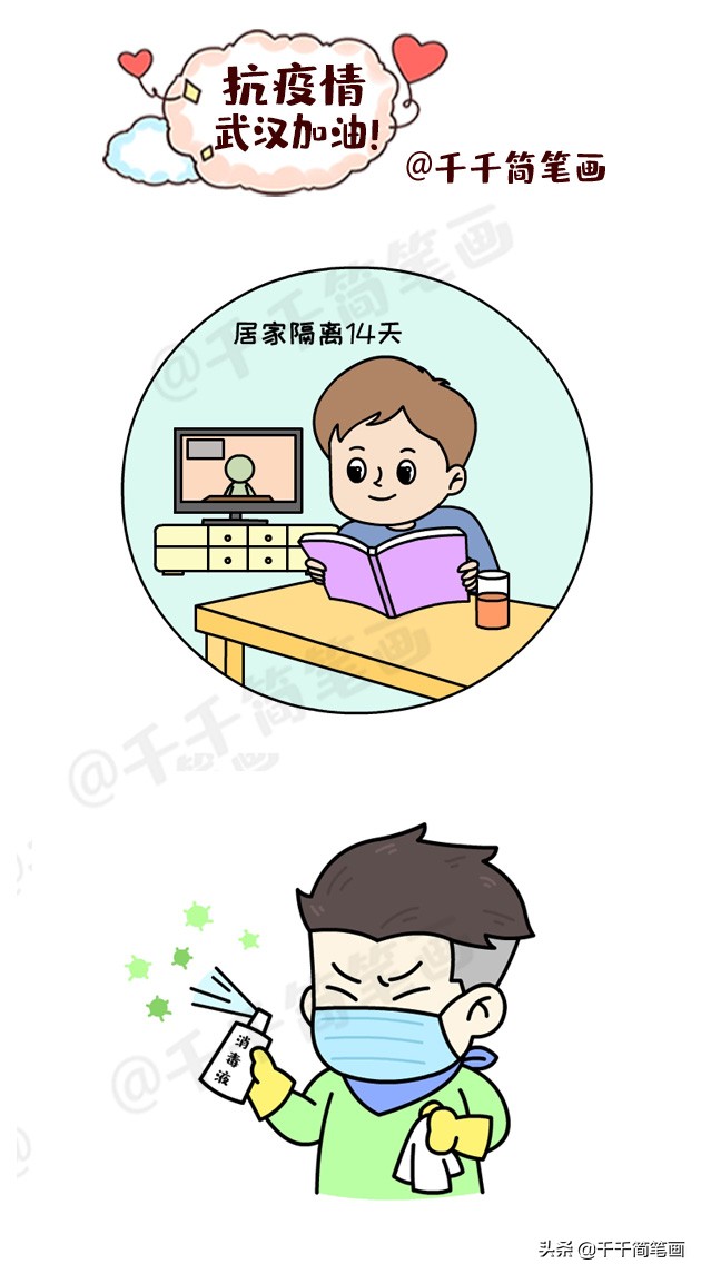 简笔画冠状病毒儿童画,抗击新型冠状病毒手绘画儿童黑白