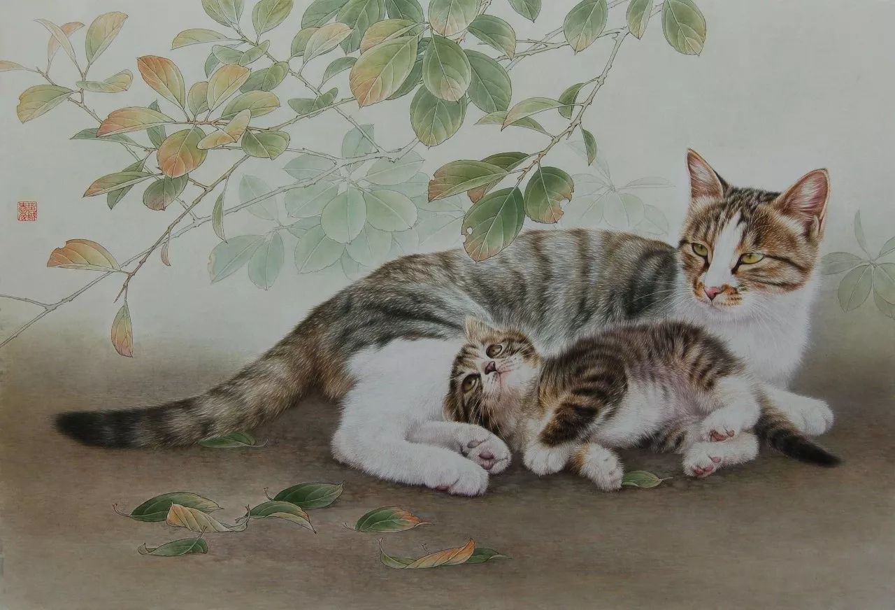 邢诚爱工笔画猫的图片,邢诚爱工笔画猫兔子高清大图