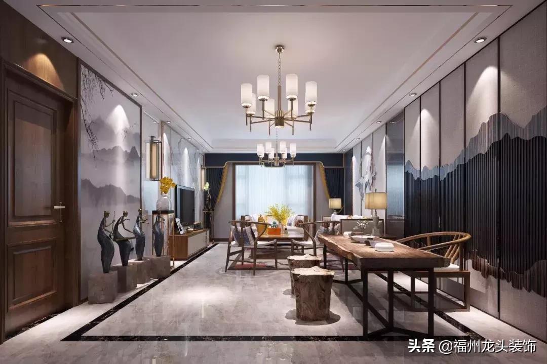 中式客厅大气,红木新中式客厅大气