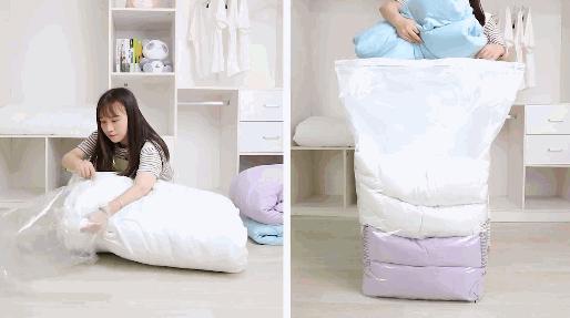 真空压缩收纳袋快速打开,收纳神器真空压缩袋换季轻松收纳