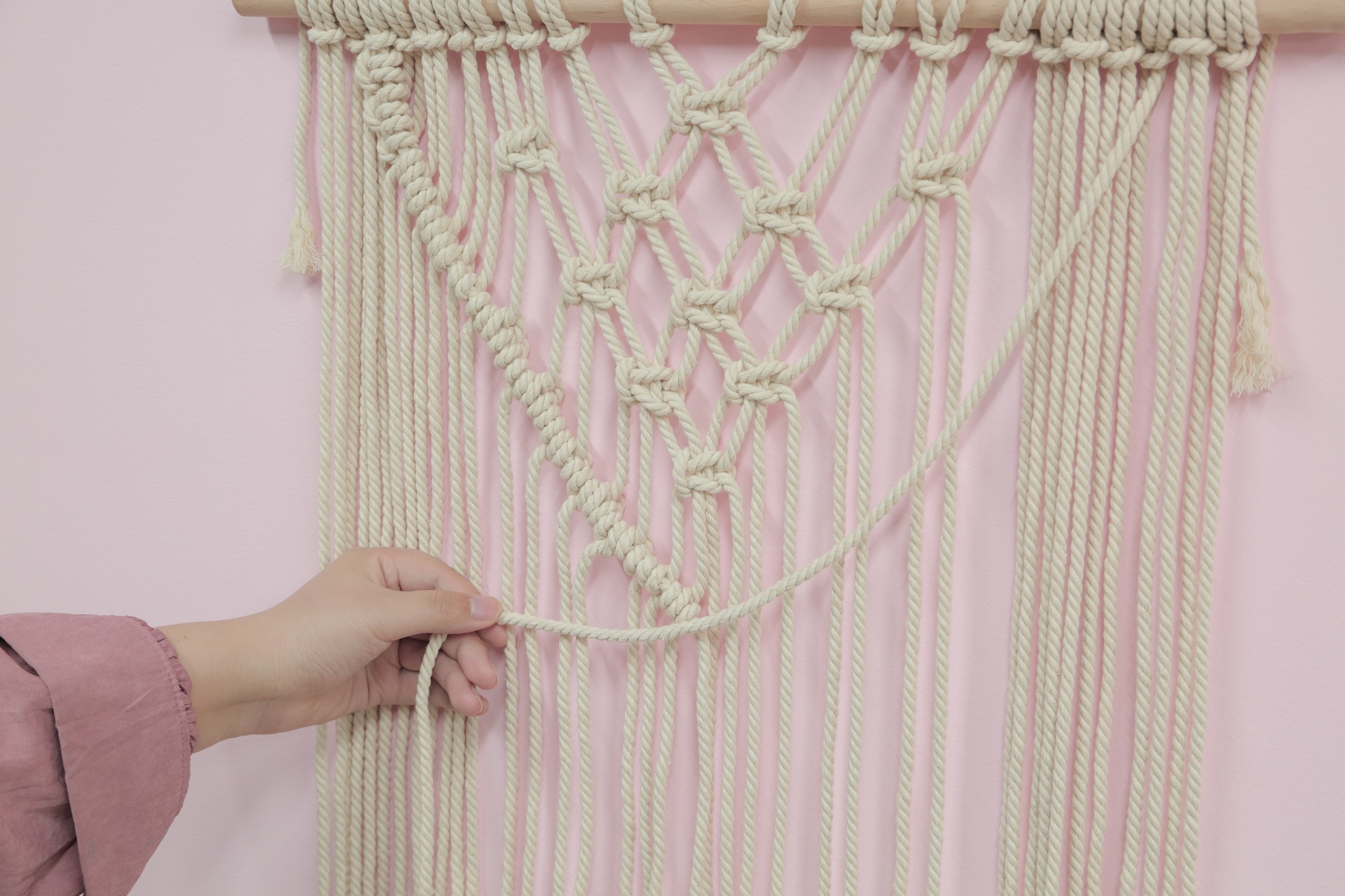 挂毯流苏编织绳教程,棉绳挂毯教程简单版