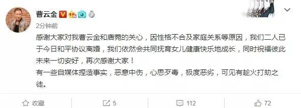 曹云金和妻子离婚的原因,曹云金和前妻离婚