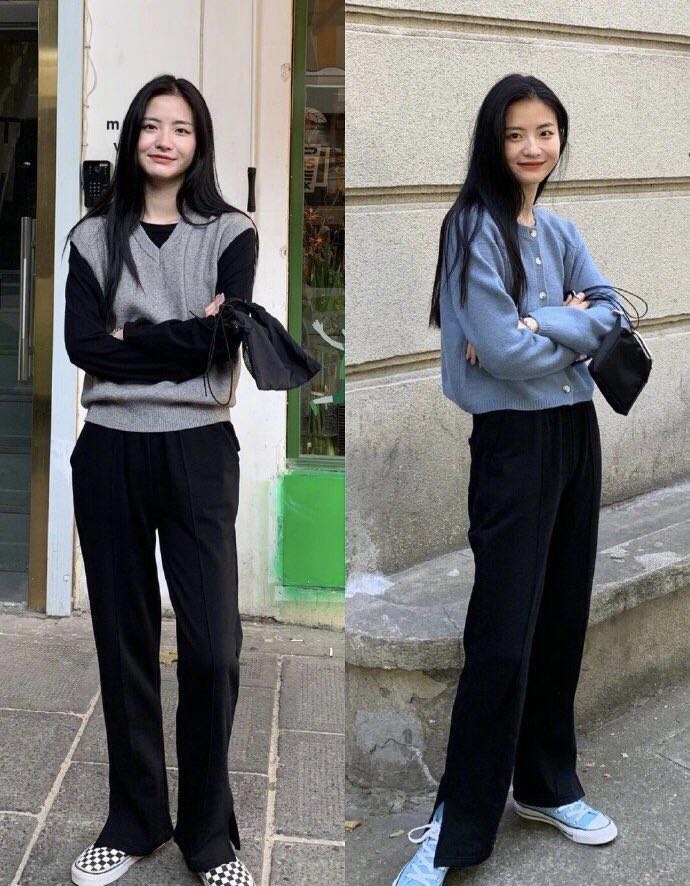 休闲阔腿裤上衣套装显瘦显腿长,时尚条纹长裤显高显瘦又时髦