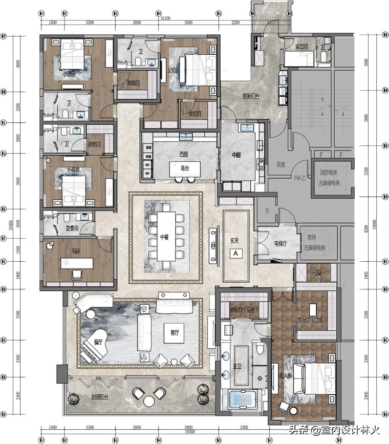 HWCD-重庆长嘉汇390平大平层精装修样板间丨设计方案+效果图+彩平