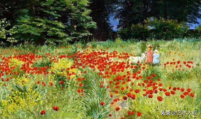 美国乡村红房子油画作品,美国亚马逊河派风景油画作品