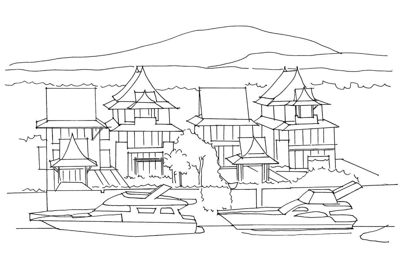 中国古代建筑手绘线稿步骤图,尺规手绘建筑平面图的绘制步骤