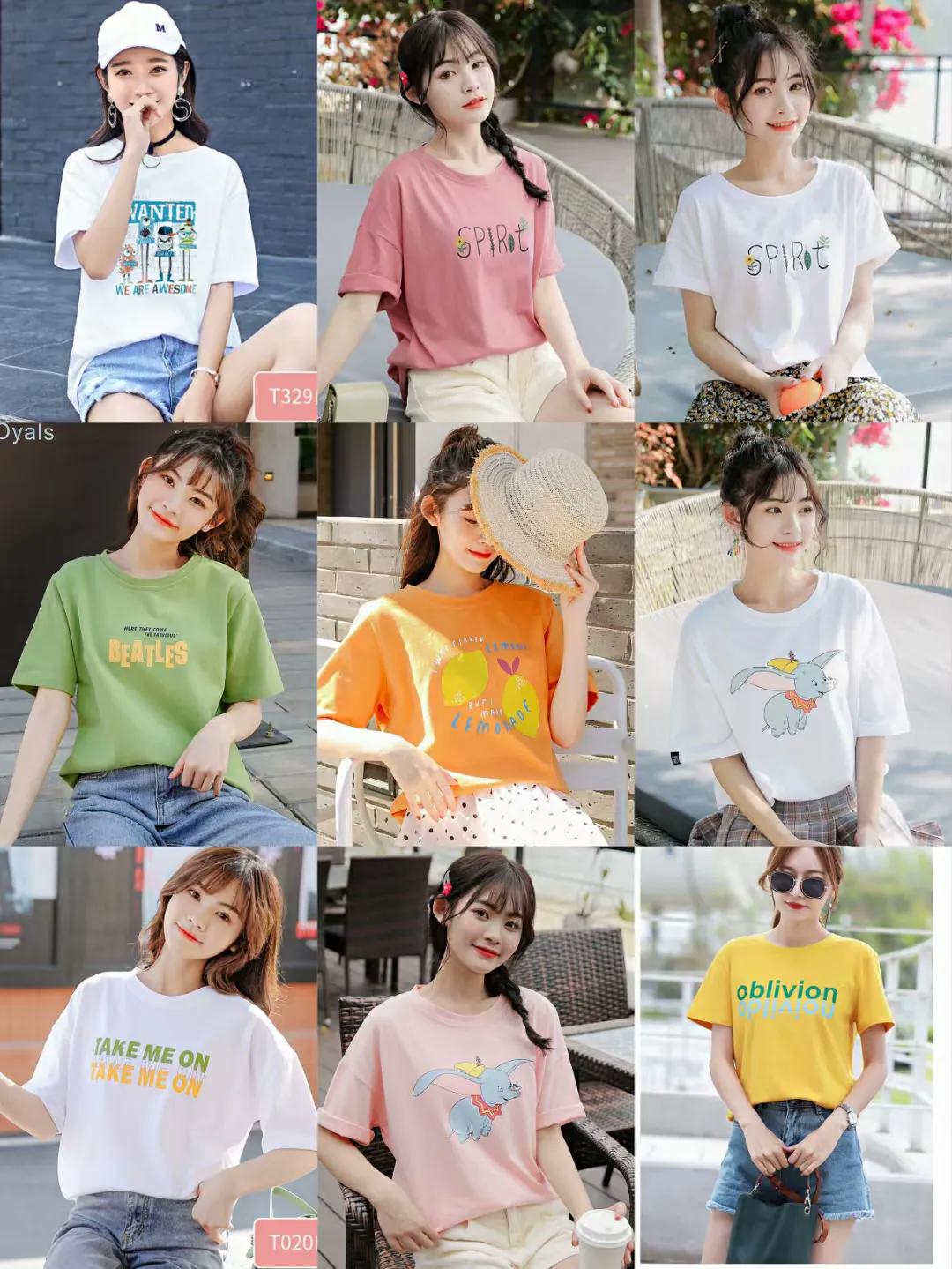 夜市摆摊卖t恤100件货,地摊女装t恤价格