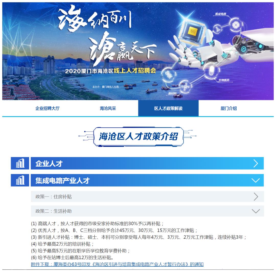 厦门海沧招聘网最新招聘信息,厦门海沧区海纳百川汇聚产业人才