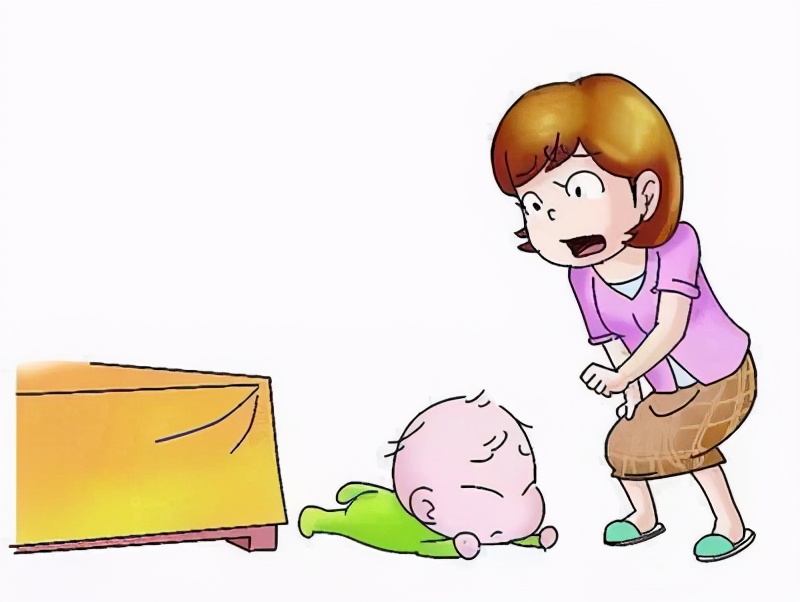 宝宝翻身掉床怎么防,宝宝摔下床妈妈反应