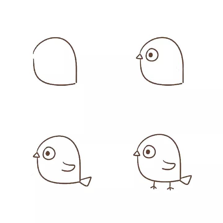 猴子大象小鸟老虎熊猫的简笔画,在天空中飞翔的小鸟简笔画儿童